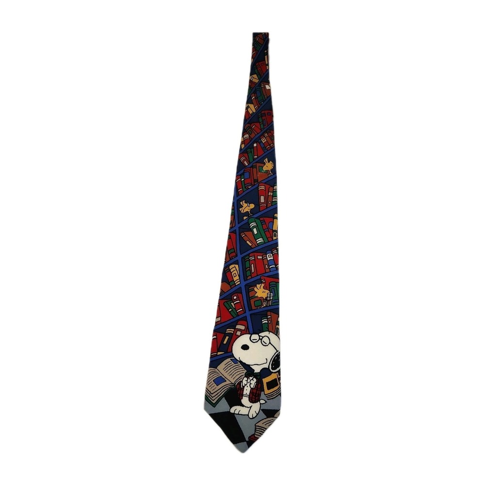 Peanuts Snoopy Woodstock Library Books Teacher Silk Necktie Joe Preppy USA